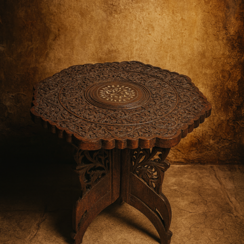 Antique Hand-Carved Teak Wood Table – Rare Heritage Piece