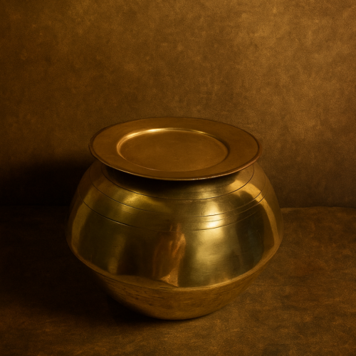 🏺 Vintage Pure Brass Haandi / Degchi – Big Size | With Lid