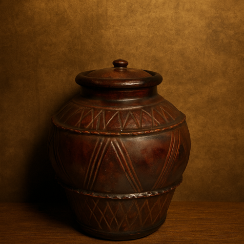 Antique Handcrafted Clay Storage Pot (With Lid)