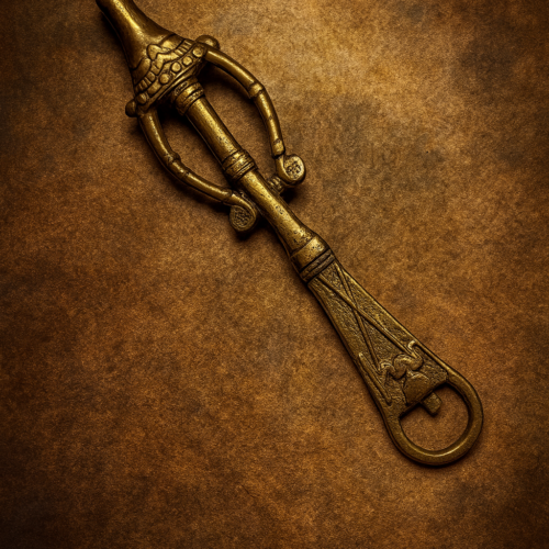 🟤 Antique Tribal Brass Bottle Opener – Handcrafted Vintage Collectible