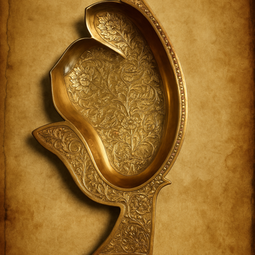 Antique Kaansa Hand-Carved Floral Tray