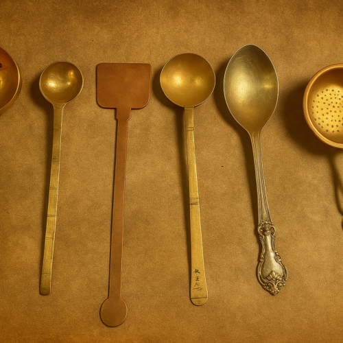 🥄 Vintage Brass Ladles – Set of 6 | Handcrafted Antique Utensils