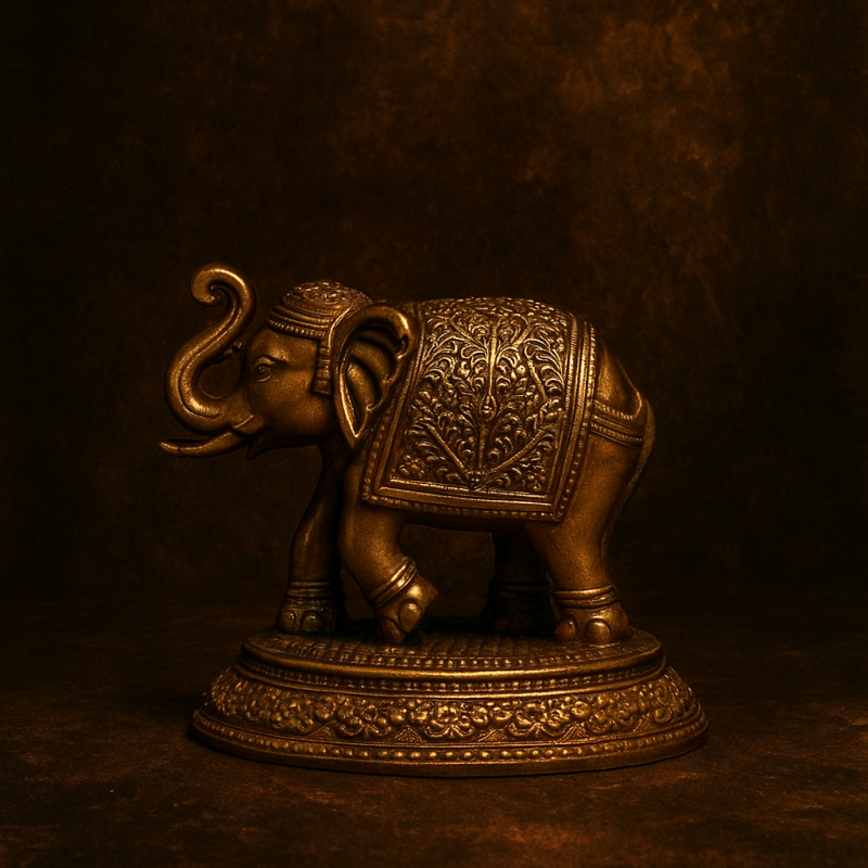 Small Antique Brass Elephant – Hand-Carved, Very Old & Exquisite Collectible