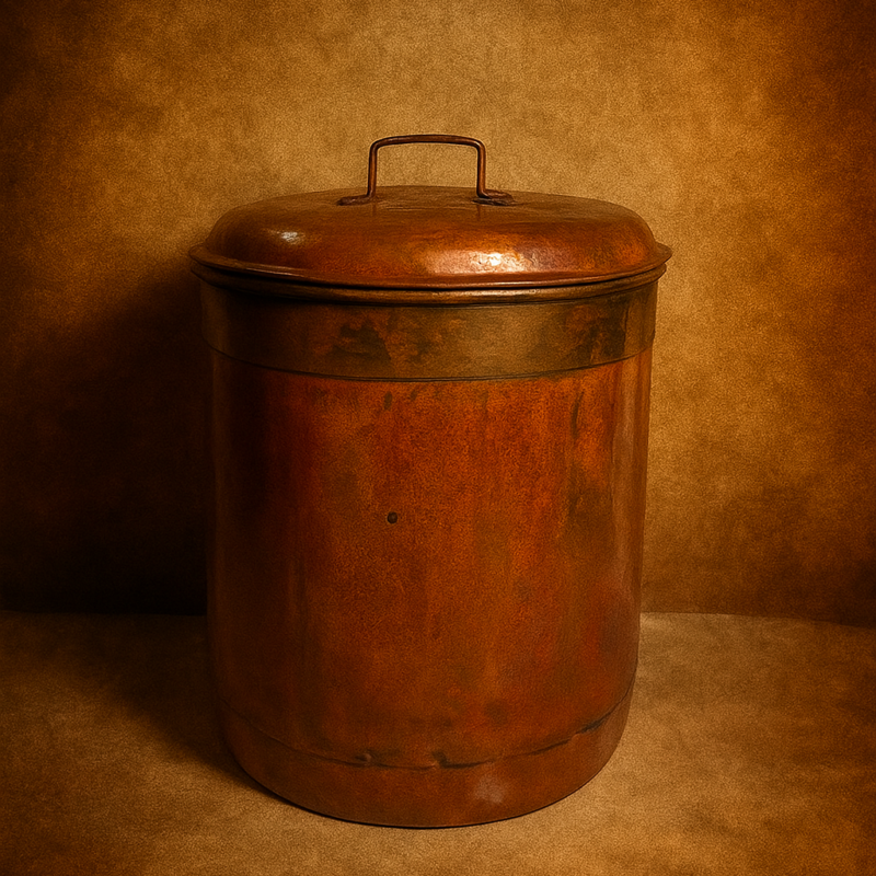 Very Old Large Copper Storage Container (With Lid)