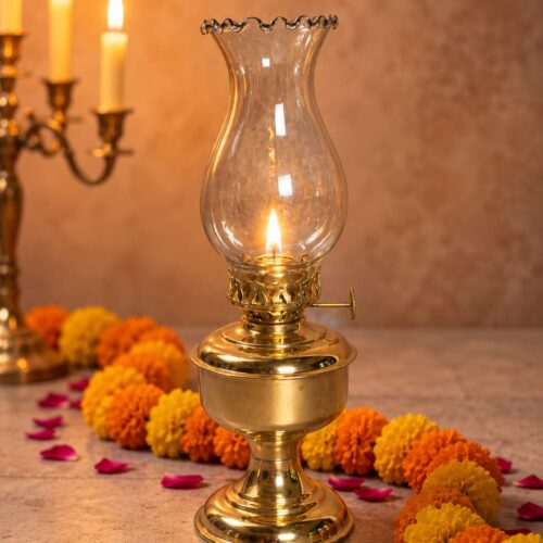 Vintage Brass Clear Glass Lamp