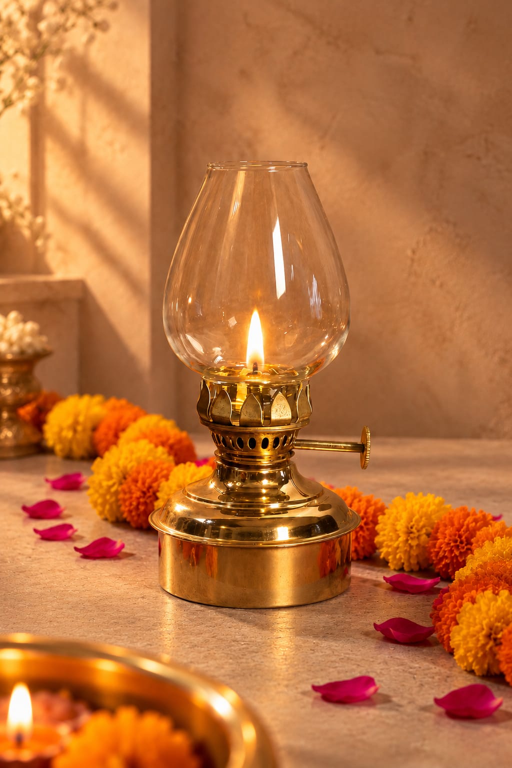 Brass Small Size Clear Glass Lamp