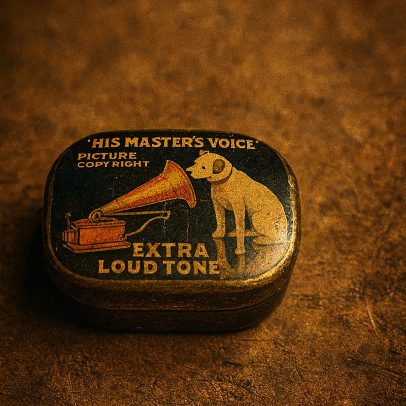 Vintage Hmv “His Master’S Voice” Gramophone Needle Tin (With Needles)