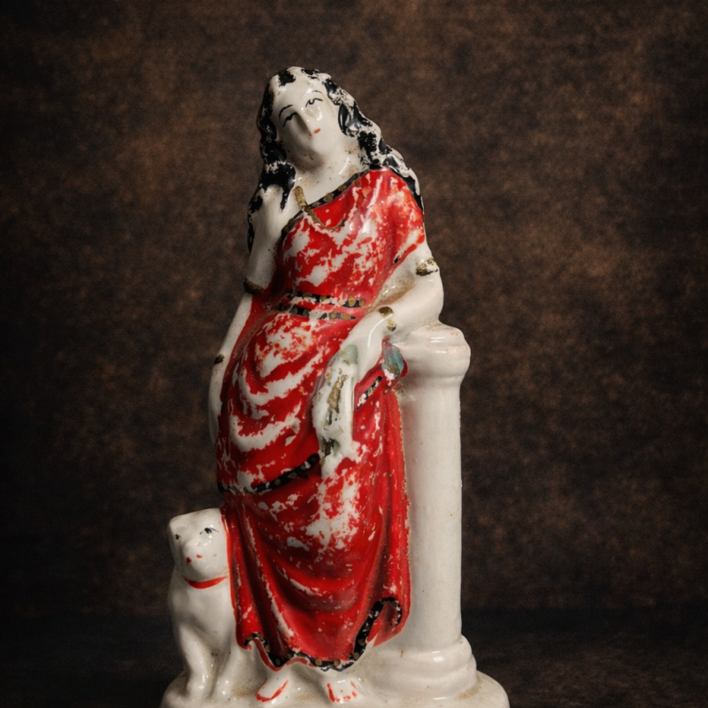 Rare Antique 5.5 Inch Porcelain Lady Figurine – Ravi Varma Inspired Classic Art Collectible