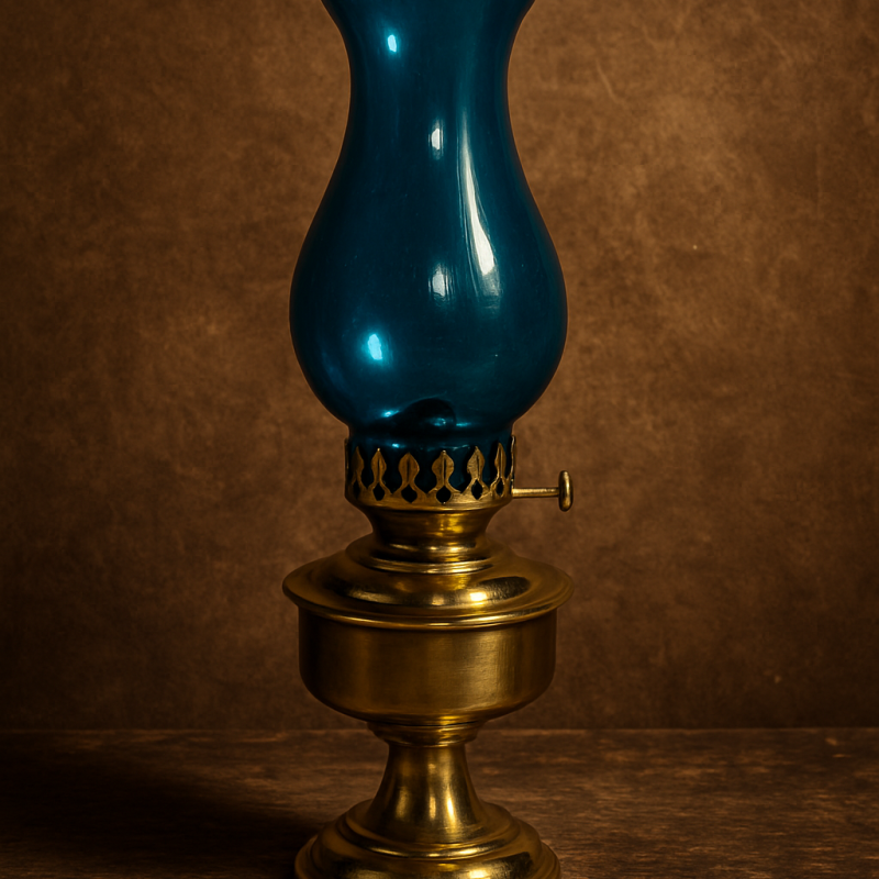 Vintage Brass Blue Colour Lamp