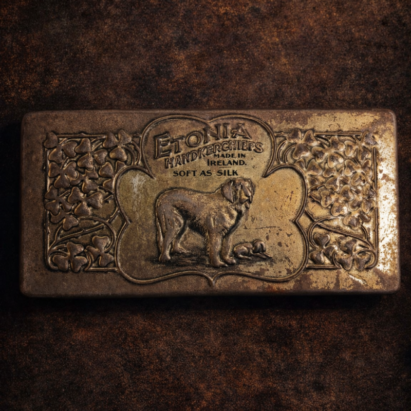 Antique Etonia Handkerchief Tin Box