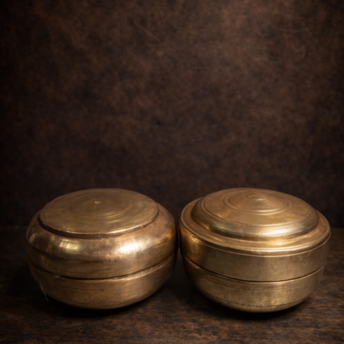 Vintage brass two pcs boxes set