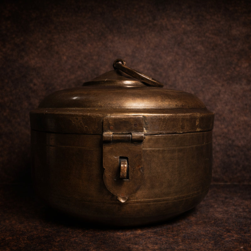 Vintage Brass Storage Box With Lockable Lid