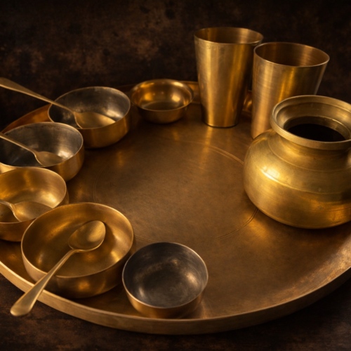 Vintage brass maharaja thall set