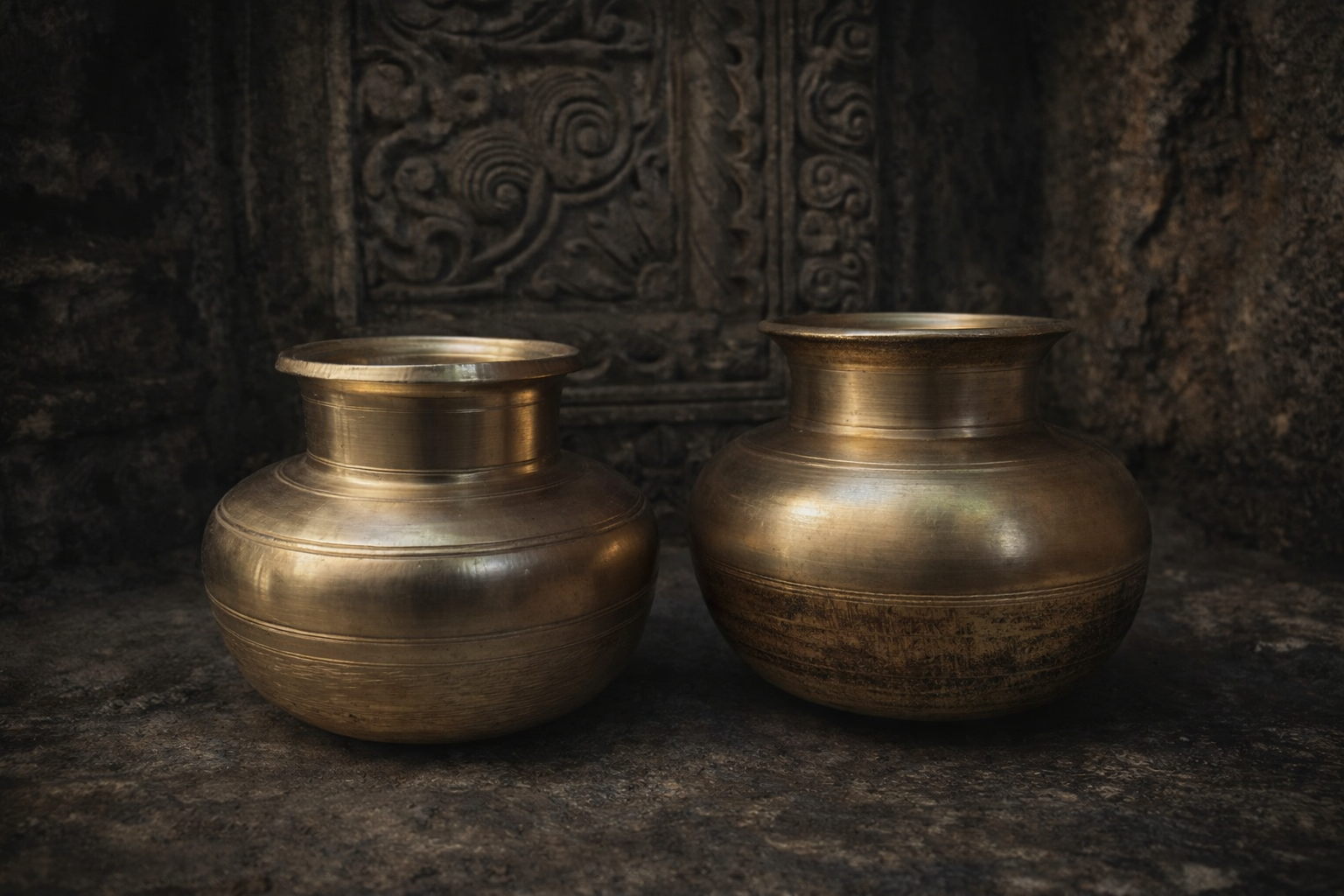 Vintage bronzee solid weight pot