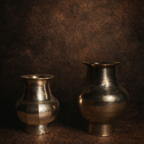 Vintage brass white polished 2 pcs  small size pot set