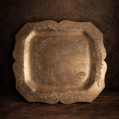 Antique Kaansa (Bell Metal) Hand-Carved Tray