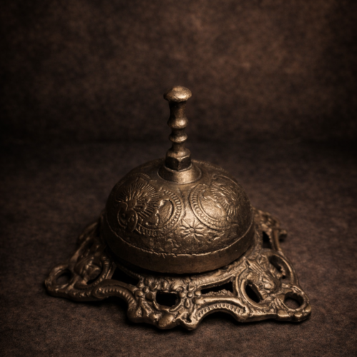 Antique Hand-Carved Bell with Ornate Base