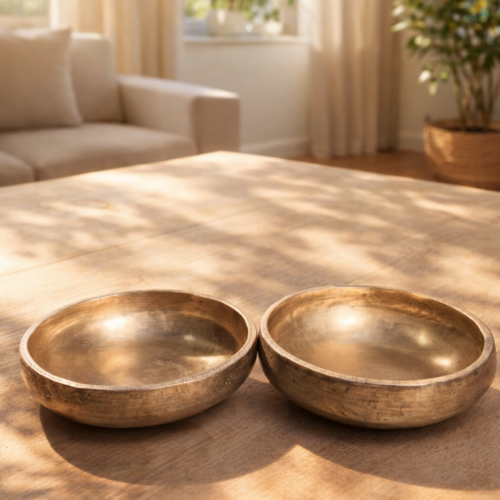 Antique Kaansa Bowls (Set of 2) – Traditional Haldi & Ghee Serving Bowls
