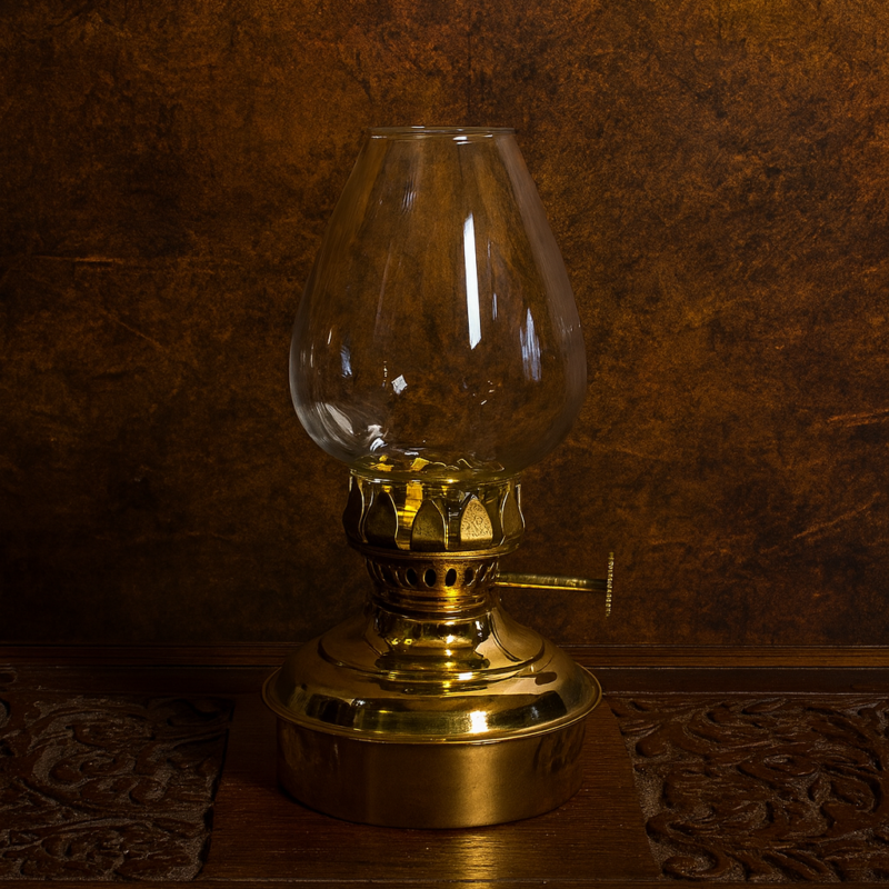 Brass Small Size Clear Glass Lamp