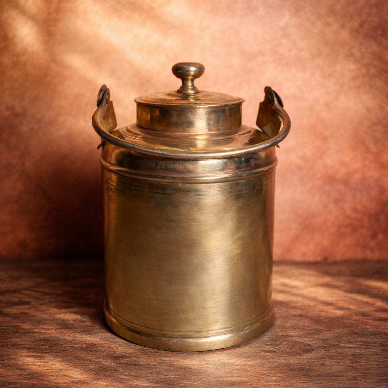 Vintage Brass Ghee And Oil Can