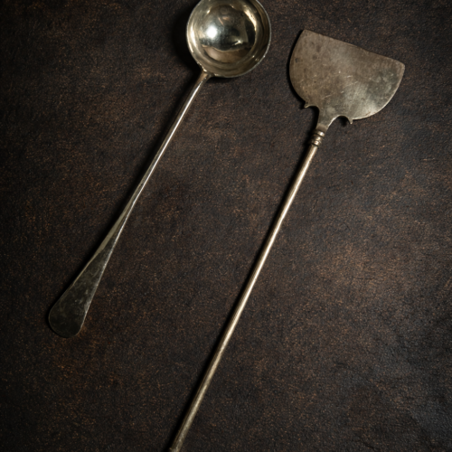 Vintage brass white polished 2 pcs ladle set