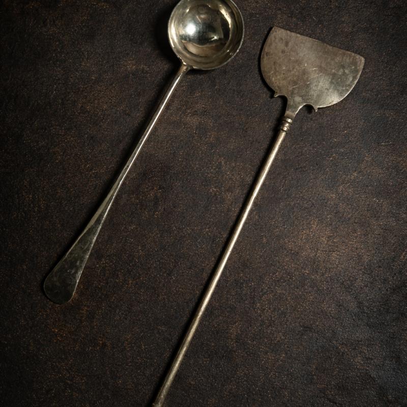 Vintage Brass White Polished 2 Pcs Ladle Set