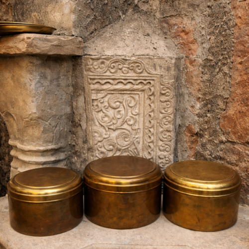 Vintage brass 3 pcs boxes set large size