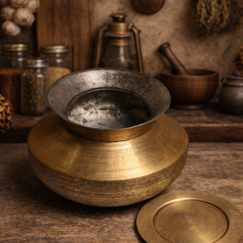 Vintage Brass Haandi With Lid