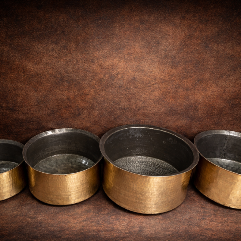 Vintage Large Size Hand-Hammered Brass Patila (Antique Style)