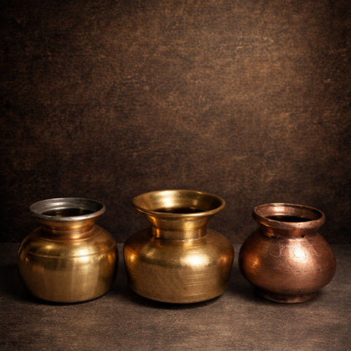 Vintage brass 3 pcs pots set