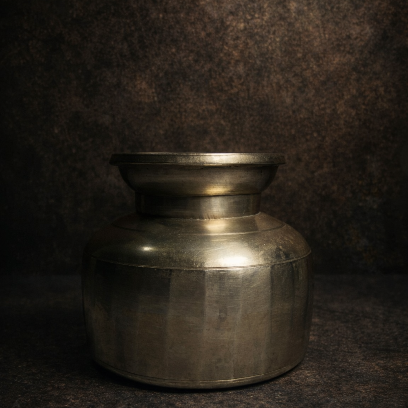 Vintage Brass Epns (German Silver) Solid Weight Pot