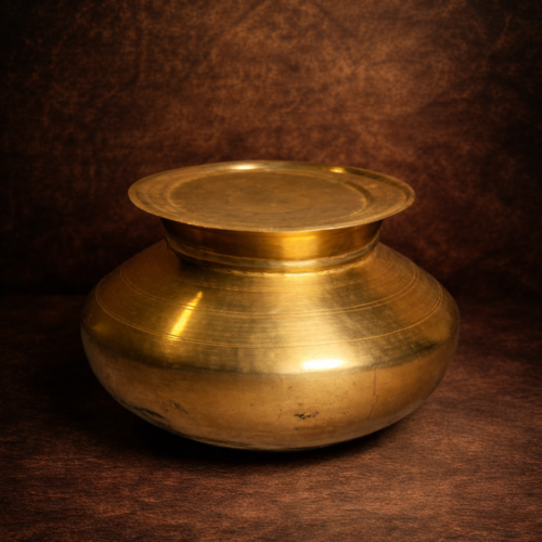 Vintage brass degchi with lid (haandi)