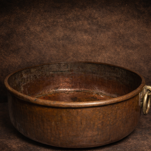 Vintage copper large size urli vase with handle