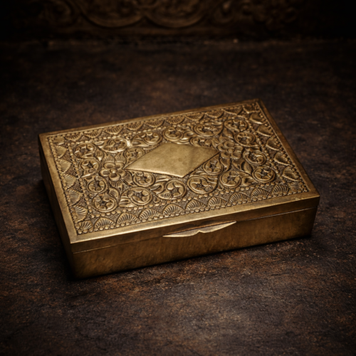 Vintage Brass Engraved Paan Daan / Vanity Storage Box
