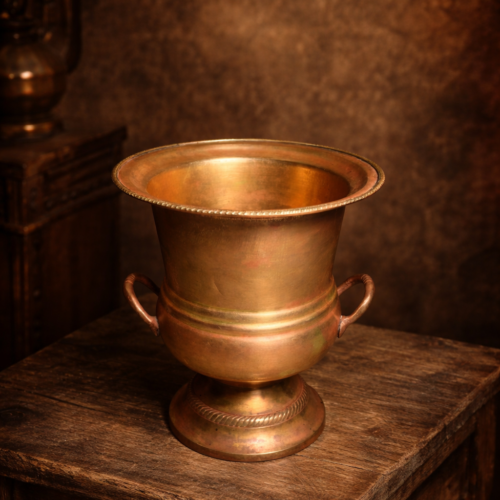 Vintage Large Brass Vase / Urn (Handcrafted Statement Piece)