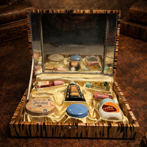 Vintage Ladies Vanity Grooming Set with Mirror – Complete Dressing Table Collection Box