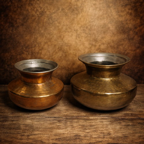 Vintage brass 2 pcs beautiful pot set
