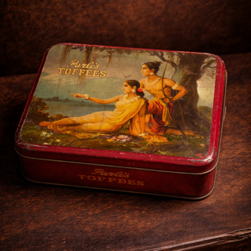 Vintage Parle’s Toffees Tin Box (Rare Mythological Artwork Collectible – Bombay Era)
