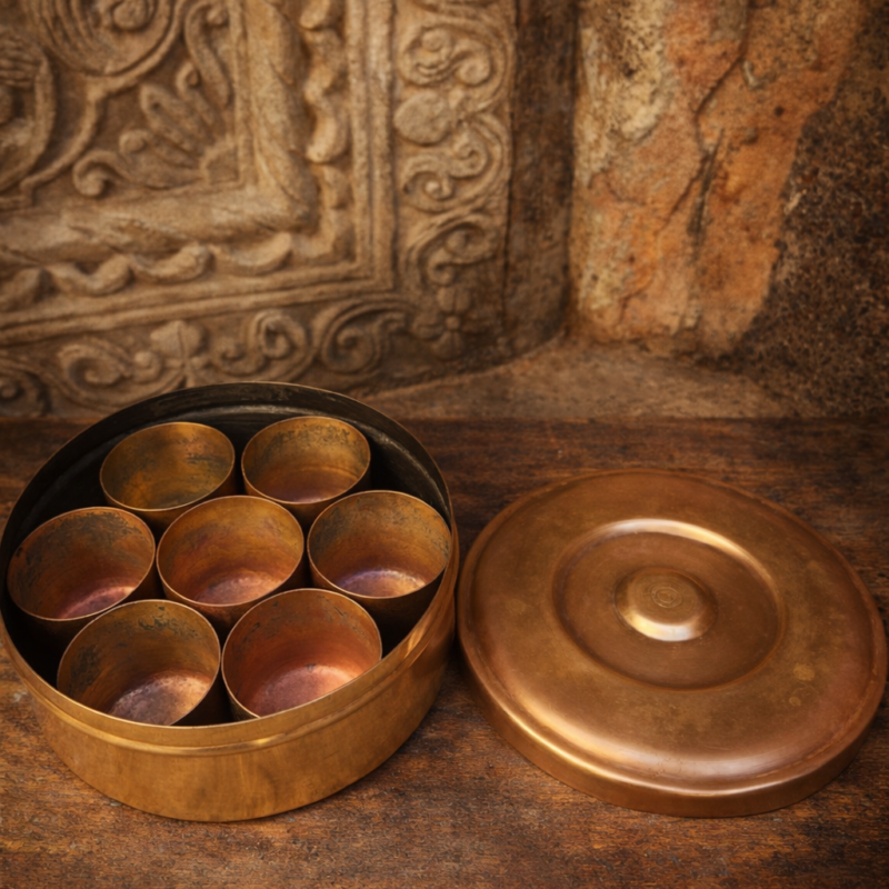 Vintage brass masala box