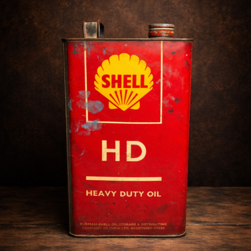 Vintage SHELL HD Heavy Duty Oil Can (Burmah-Shell, India)
