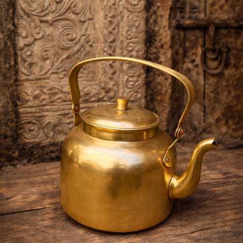 Vintage brass large size tea kettle