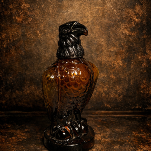 Vintage Eagle Design Glass Bottle (Amber Glass Decorative Decanter)