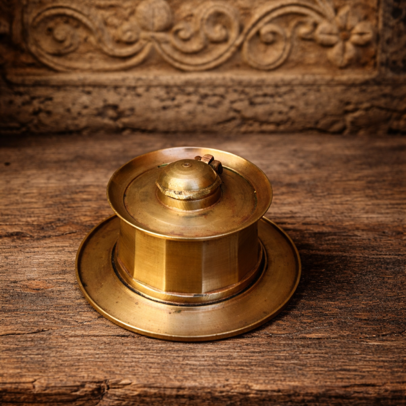 Antique brass beautiful inkpot