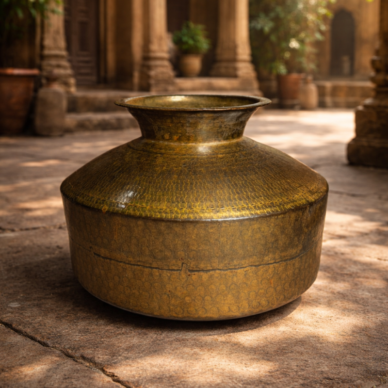 Vintage brass matka (pot)