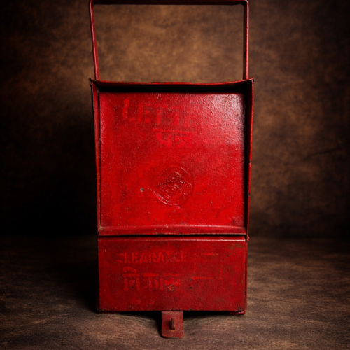 Antique Indian Metal Letter Box (Red | Wall Mounted | Vintage Collectible)
