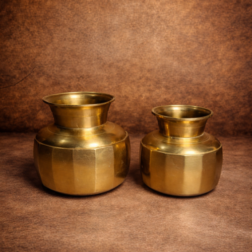 Vintage brass 2 pcs pot set