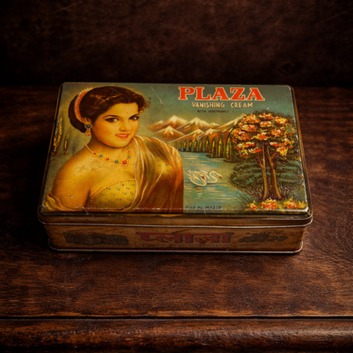 Vintage PLAZA Vanishing Cream Tin Box (Rare Collectible – Calcutta Delhi Era)