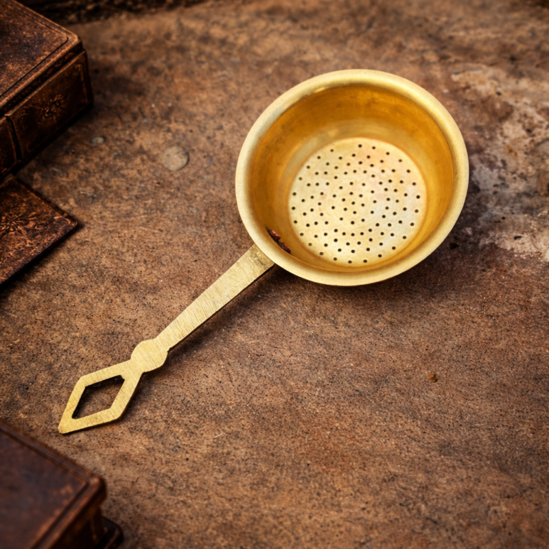 Vintage brass tea strainer