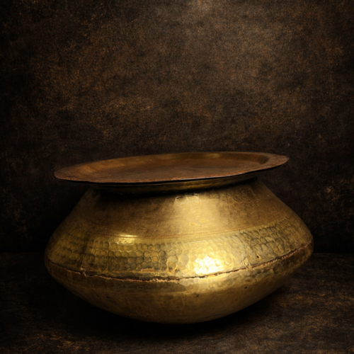 Vintage brass large size degchi with lid