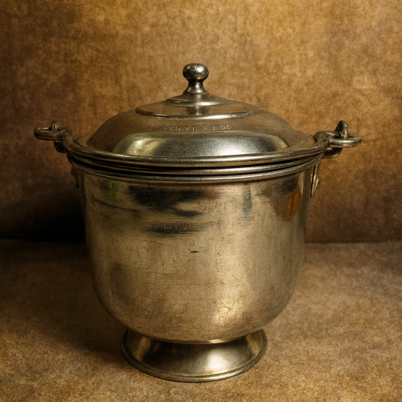 Vintage brass white polished ice bucket with lid